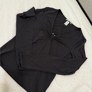 H&M Black Tie Front Fitted Bodysuit